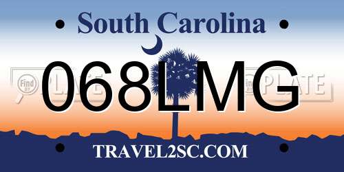 068LMG South Carolina License Plate