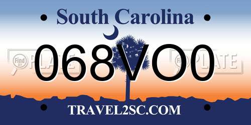 068VO0 South Carolina License Plate