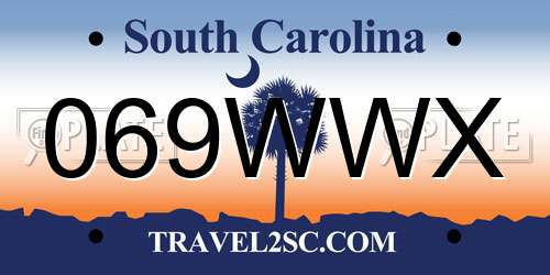 069WWX South Carolina License Plate
