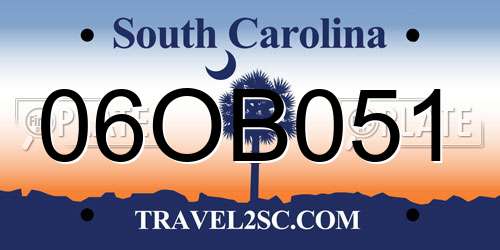 06OB051 South Carolina License Plate