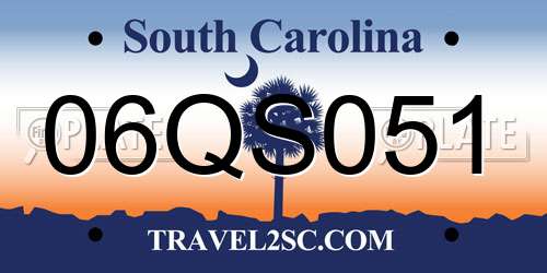 06QS051 South Carolina License Plate