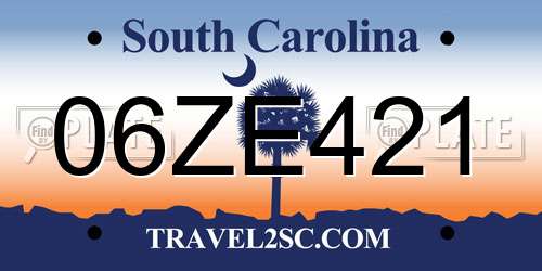 06ZE421 South Carolina License Plate