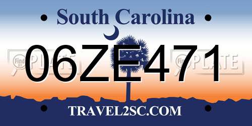 06ZE471 South Carolina License Plate