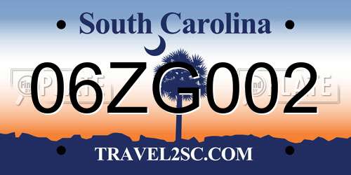 06ZG002 South Carolina License Plate