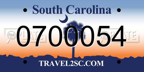 0700054 South Carolina License Plate