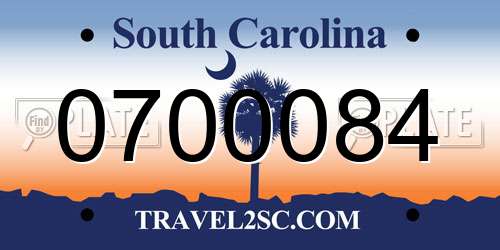 0700084 South Carolina License Plate