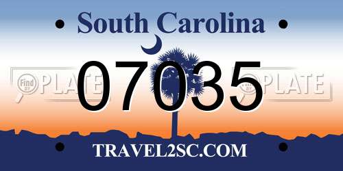 07035 South Carolina License Plate