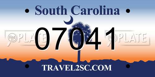 07041 South Carolina License Plate