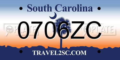 0706ZC South Carolina License Plate