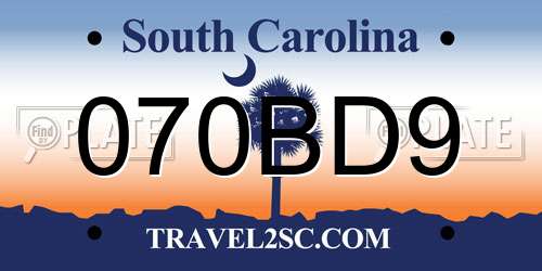 070BD9 South Carolina License Plate
