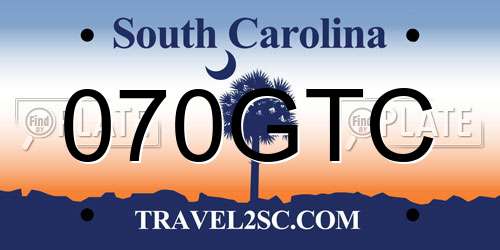070GTC South Carolina License Plate