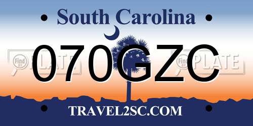 070GZC South Carolina License Plate