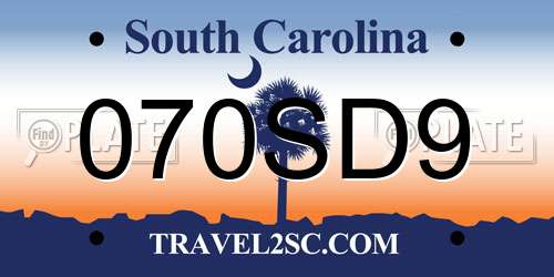 070SD9 South Carolina License Plate