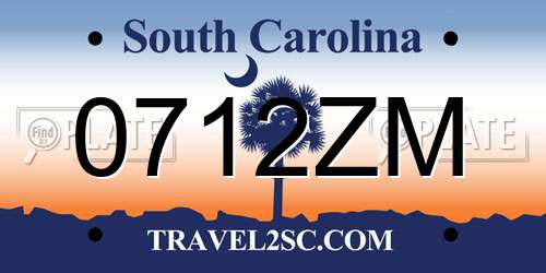 0712ZM South Carolina License Plate