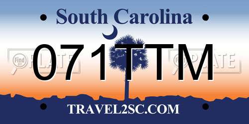 071TTM South Carolina License Plate