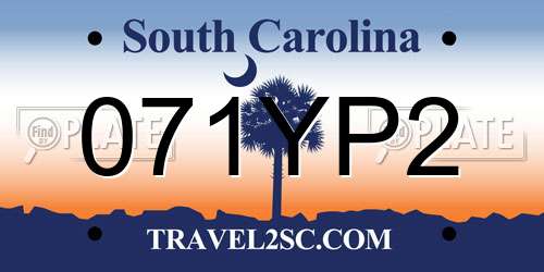 071YP2 South Carolina License Plate