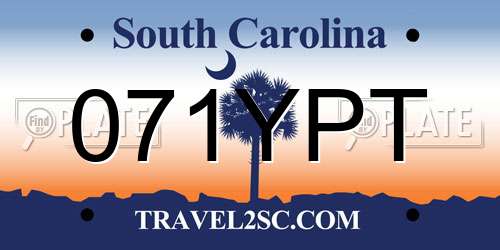 071YPT South Carolina License Plate