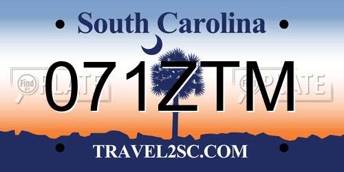 071ZTM South Carolina License Plate
