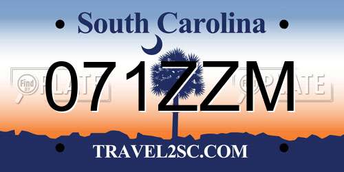 071ZZM South Carolina License Plate