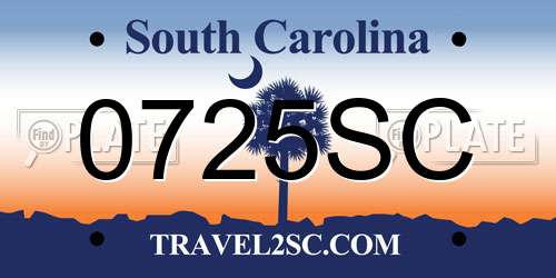 0725SC South Carolina License Plate