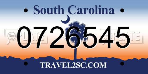 0726545 South Carolina License Plate