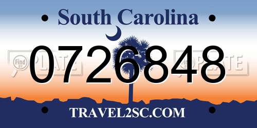 0726848 South Carolina License Plate