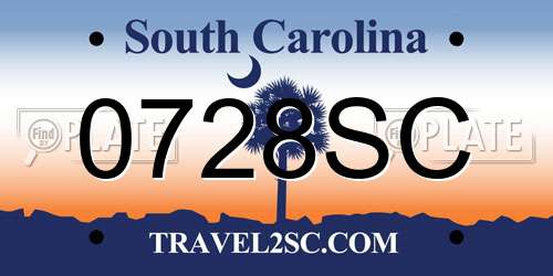 0728SC South Carolina License Plate