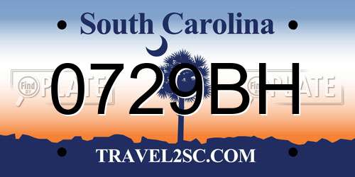 0729BH South Carolina License Plate
