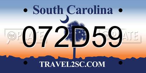 072D59 South Carolina License Plate