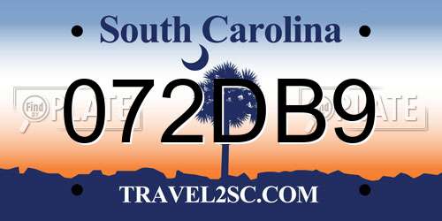 072DB9 South Carolina License Plate