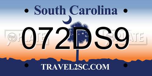072DS9 South Carolina License Plate