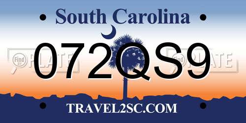 072QS9 South Carolina License Plate
