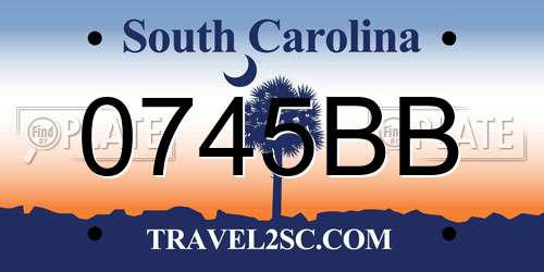 0745BB South Carolina License Plate
