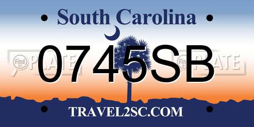 0745SB South Carolina License Plate