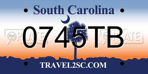 0745TB South Carolina License Plate