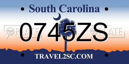 0745ZS South Carolina License Plate