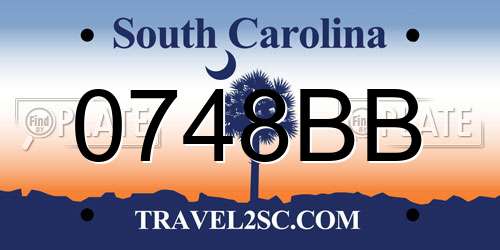 0748BB South Carolina License Plate