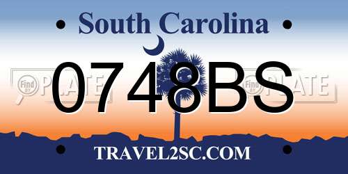 0748BS South Carolina License Plate