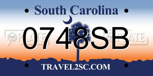 0748SB South Carolina License Plate