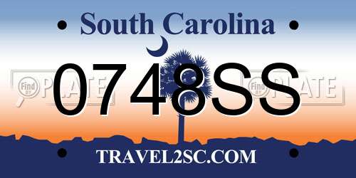 0748SS South Carolina License Plate