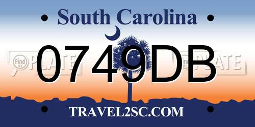 0749DB South Carolina License Plate