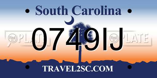 0749IJ South Carolina License Plate