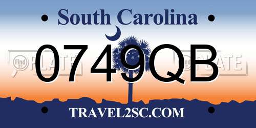 0749QB South Carolina License Plate