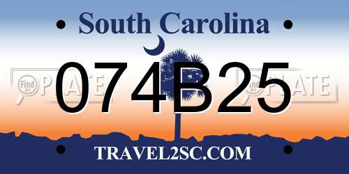 074B25 South Carolina License Plate