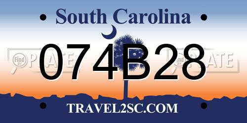 074B28 South Carolina License Plate