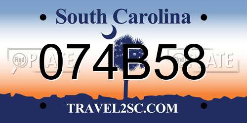 074B58 South Carolina License Plate