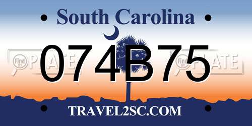 074B75 South Carolina License Plate