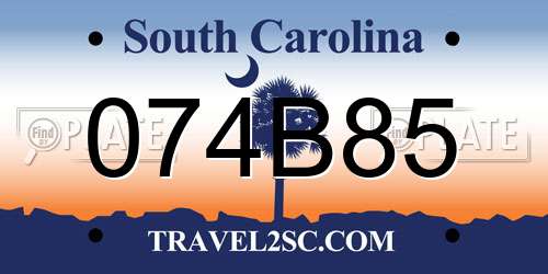 074B85 South Carolina License Plate