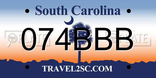 074BBB South Carolina License Plate