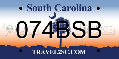 074BSB South Carolina License Plate